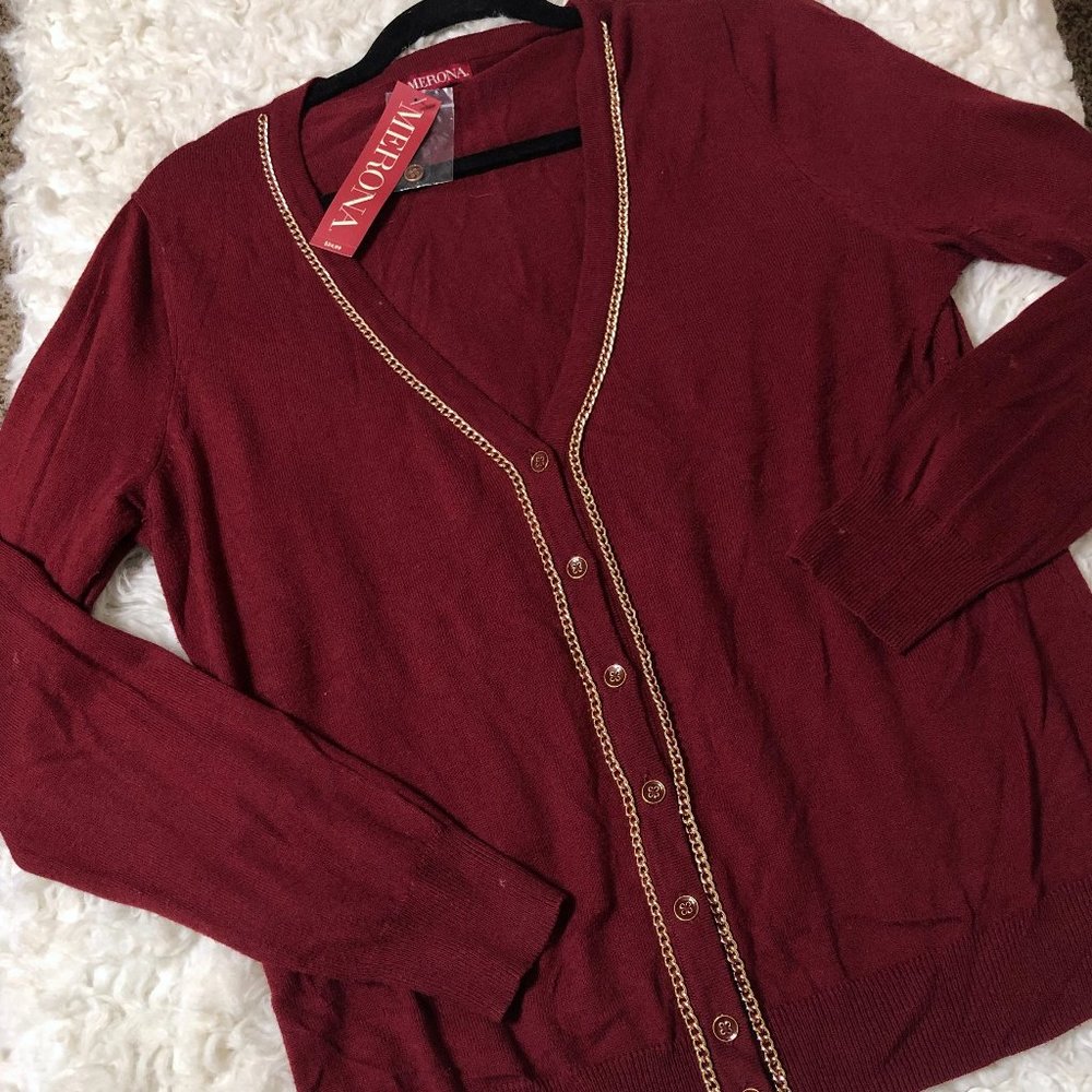NWT Merona L chain trim light cardigan